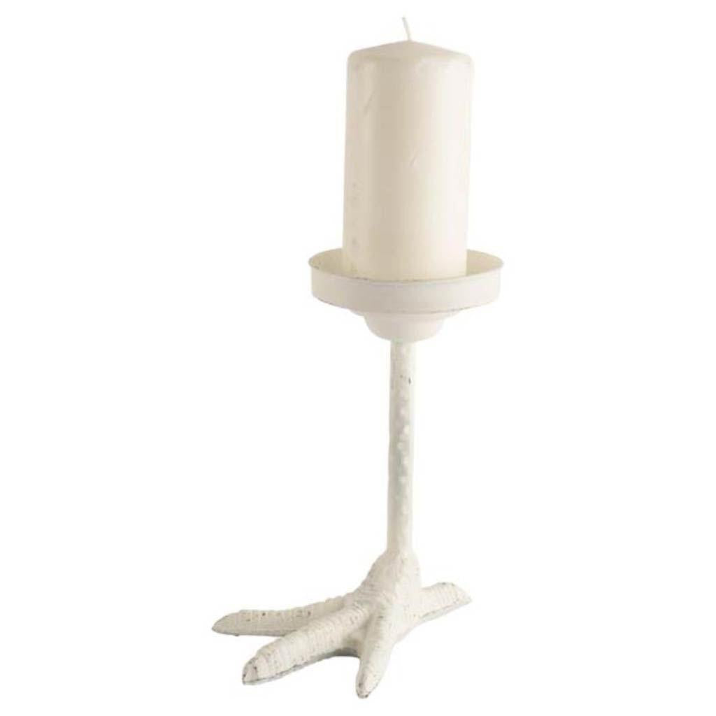 Mercana Daffy I Short White Cast Iron Chicken Foot Table Candle Holder