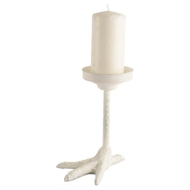 Mercana Daffy I Short White Cast Iron Chicken Foot Table Candle Holder