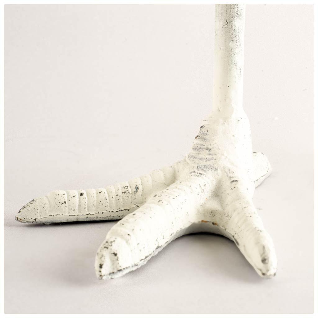 Mercana Daffy II Tall White Cast Iron Chicken Foot Table Candle Holder