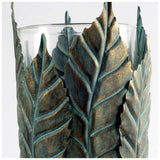 Mercana Pana II Large Green/Gold Metal Leaf Table Candle Holder
