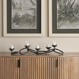 Mercana Quito Black Metal Chain-Link Five Candle Table Candle Holder