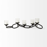 Mercana Quito Black Metal Chain-Link Five Candle Table Candle Holder