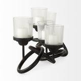 Mercana Quito Black Metal Chain-Link Five Candle Table Candle Holder