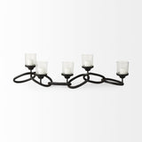 Mercana Quito Black Metal Chain-Link Five Candle Table Candle Holder