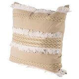 Mercana Duston III 22 x 22 Tan and White Fringe Detail Decorative Pillow Cover