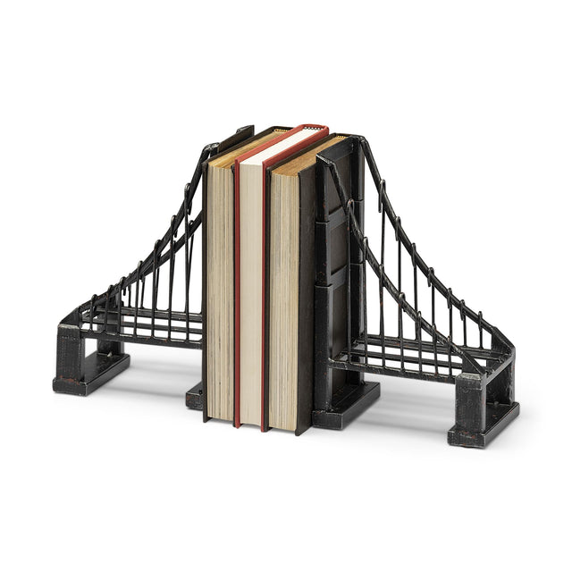 Mercana Suspension Set of 2 19L x 4W Brown Wrought Iron Suspension Bridge Bookends