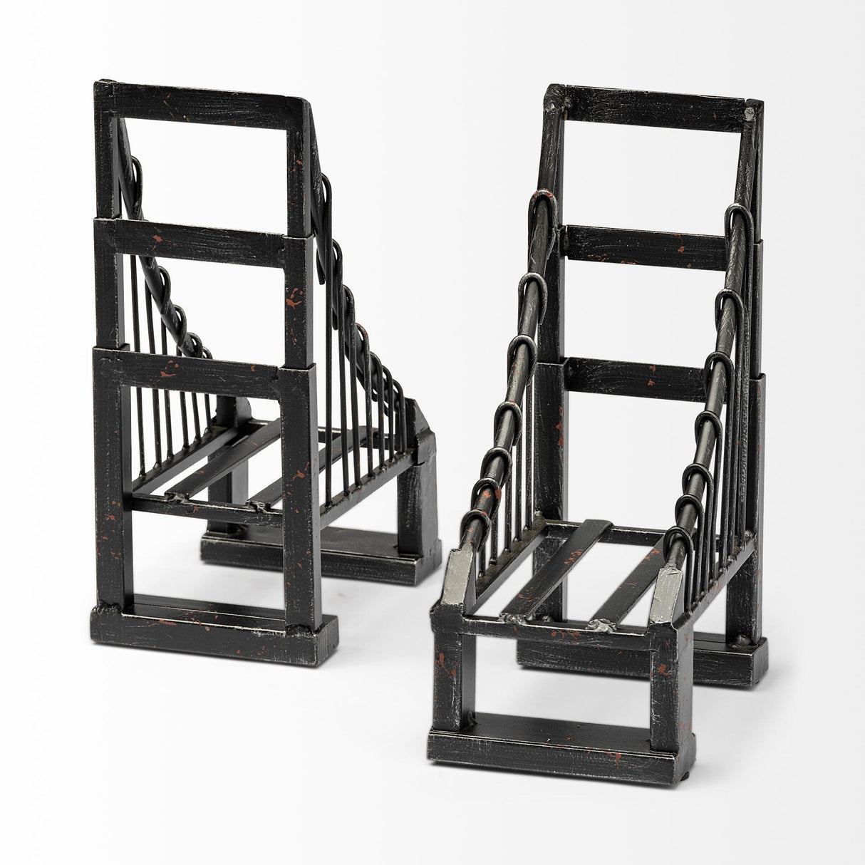 Mercana Suspension Set of 2 19L x 4W Brown Wrought Iron Suspension Bridge Bookends