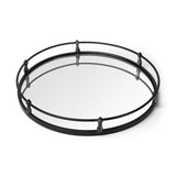 Mercana Kimbel 24L x 24W Black Metal Mirrored Base Round Tray
