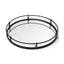 Mercana Kimbel 24L x 24W Black Metal Mirrored Base Round Tray