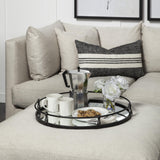 Mercana Kimbel 24L x 24W Black Metal Mirrored Base Round Tray