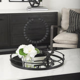 Mercana Kimbel 24L x 24W Black Metal Mirrored Base Round Tray