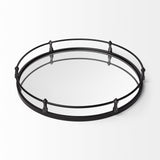 Mercana Kimbel 24L x 24W Black Metal Mirrored Base Round Tray