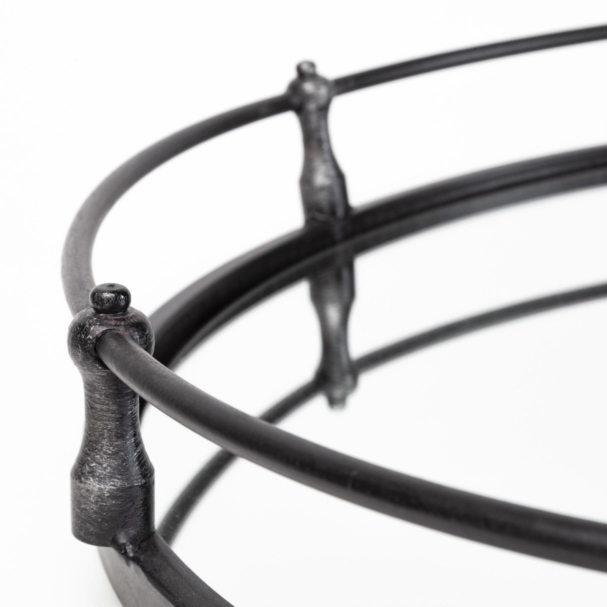 Mercana Kimbel 24L x 24W Black Metal Mirrored Base Round Tray