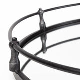 Mercana Kimbel 24L x 24W Black Metal Mirrored Base Round Tray