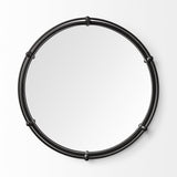 Mercana Kimbel 24L x 24W Black Metal Mirrored Base Round Tray