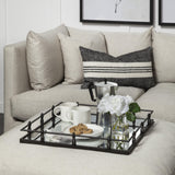 Mercana Christa 22L x 22W Black Metal Mirrored Base Square Tray