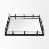 Mercana Christa 22L x 22W Black Metal Mirrored Base Square Tray
