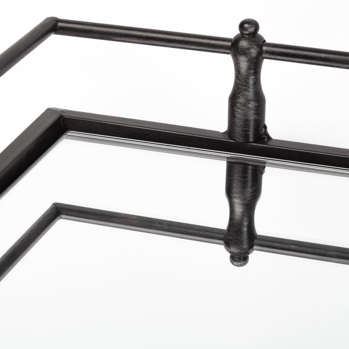 Mercana Christa 22L x 22W Black Metal Mirrored Base Square Tray