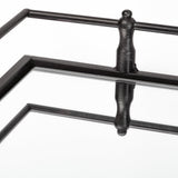 Mercana Christa 22L x 22W Black Metal Mirrored Base Square Tray