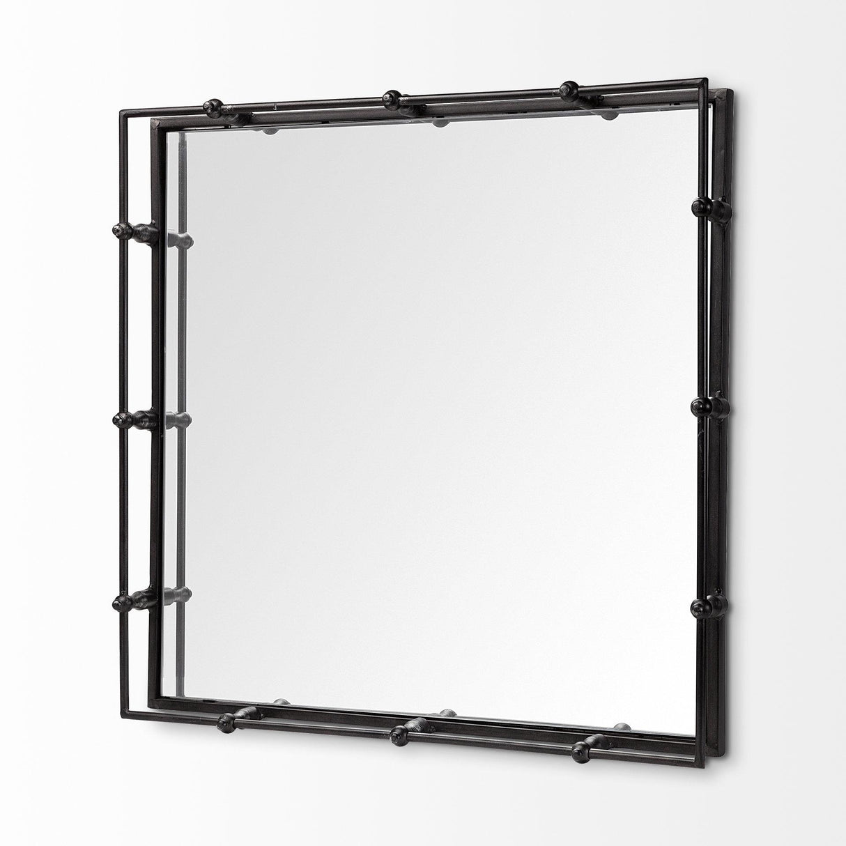 Mercana Christa 22L x 22W Black Metal Mirrored Base Square Tray