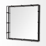 Mercana Christa 22L x 22W Black Metal Mirrored Base Square Tray