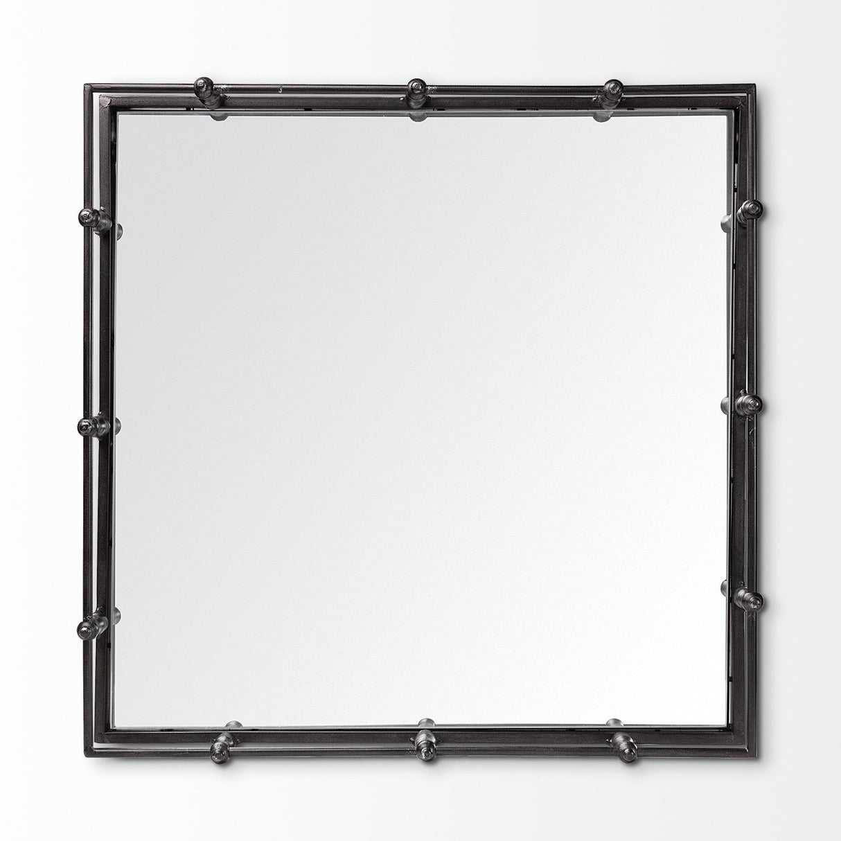 Mercana Christa 22L x 22W Black Metal Mirrored Base Square Tray