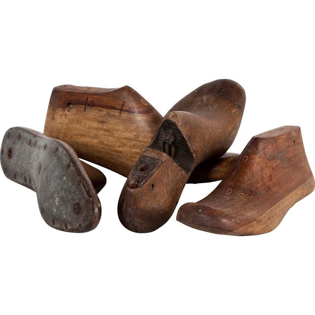 Mercana Wooden Shoe (Set of 4) 12L x 4W Brown Antique Wooden Cobbler Moulds