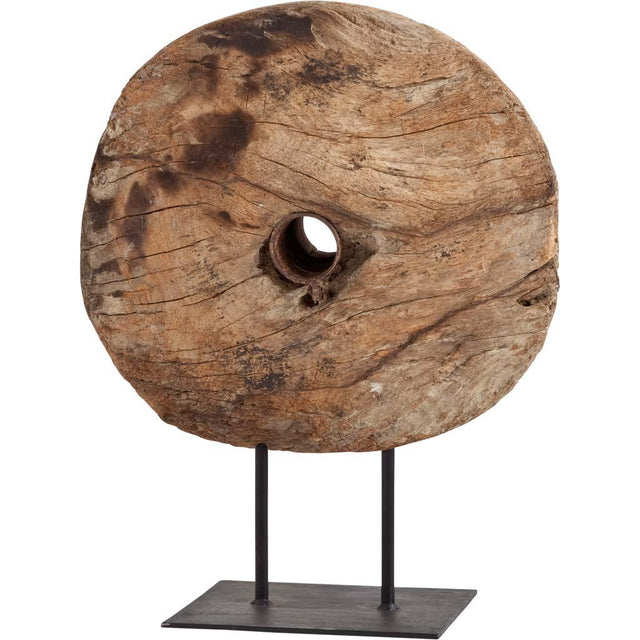 Mercana Incana 20L x 4W Natural Brown Reclaimed Wood Wheel Object
