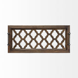 Mercana Stotonic 35L x 16W Brown Wood W Glass Top Rectangular Serving Tray