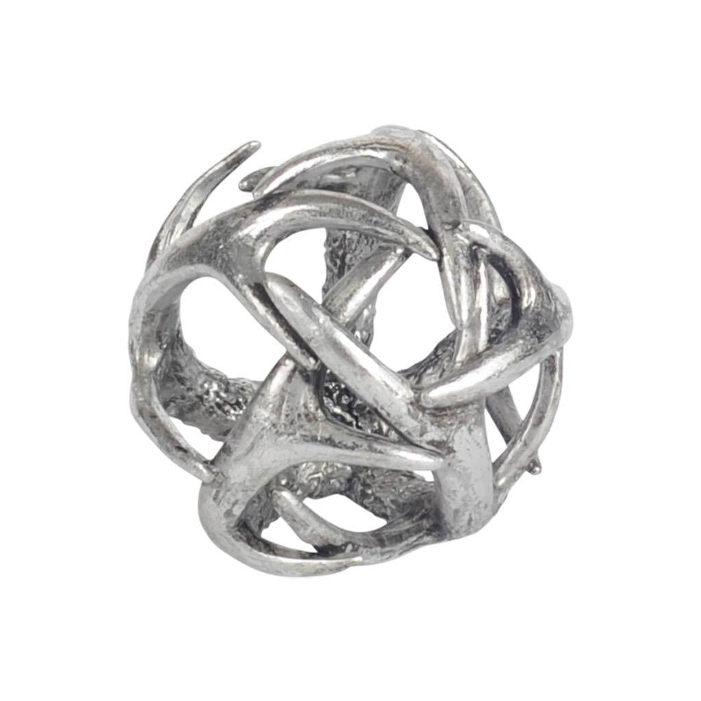 Mercana Ramus III (Small) 5L x 5W Silver Antler Shaped Decorative Orb Ball