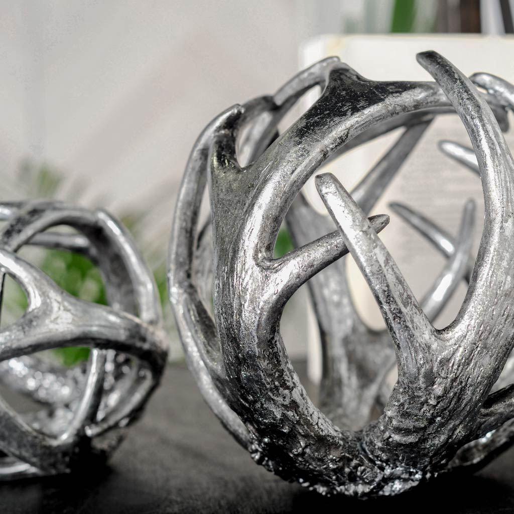 Mercana Ramus IV (Large) 7L x 7W Silver Antler Shaped Decorative Orb Ball