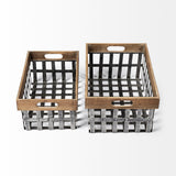 Mercana Chartrand Set of 2 Wood And Metal Open Crate Style Baskets