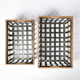 Mercana Chartrand Set of 2 Wood And Metal Open Crate Style Baskets