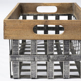 Mercana Chartrand Set of 2 Wood And Metal Open Crate Style Baskets