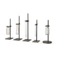 Mercana Jarvis Set of Five Dark Brown Metal and Glass Chemistry Inspired Bottles