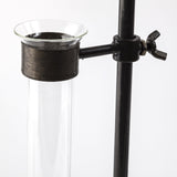 Mercana Jarvis Set of Five Dark Brown Metal and Glass Chemistry Inspired Bottles