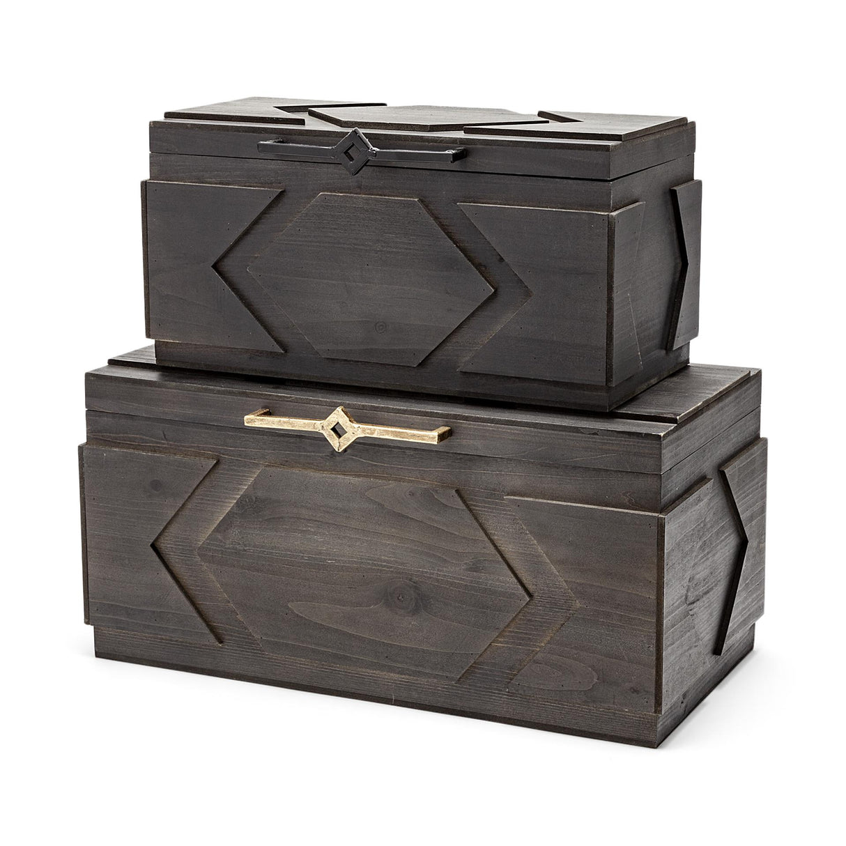 Mercana Cassia Set of 2 Brown Wooden Boxes