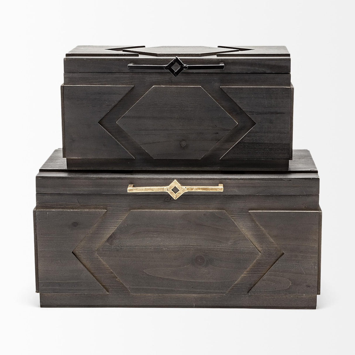Mercana Cassia Set of 2 Brown Wooden Boxes
