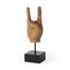 Mercana Saxum 4L x 4W Natural Wooden Carved Hang Loose Hand