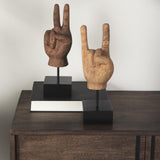 Mercana Saxum 4L x 4W Natural Wooden Carved Hang Loose Hand