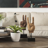 Mercana Saxum 4L x 4W Natural Wooden Carved Hang Loose Hand