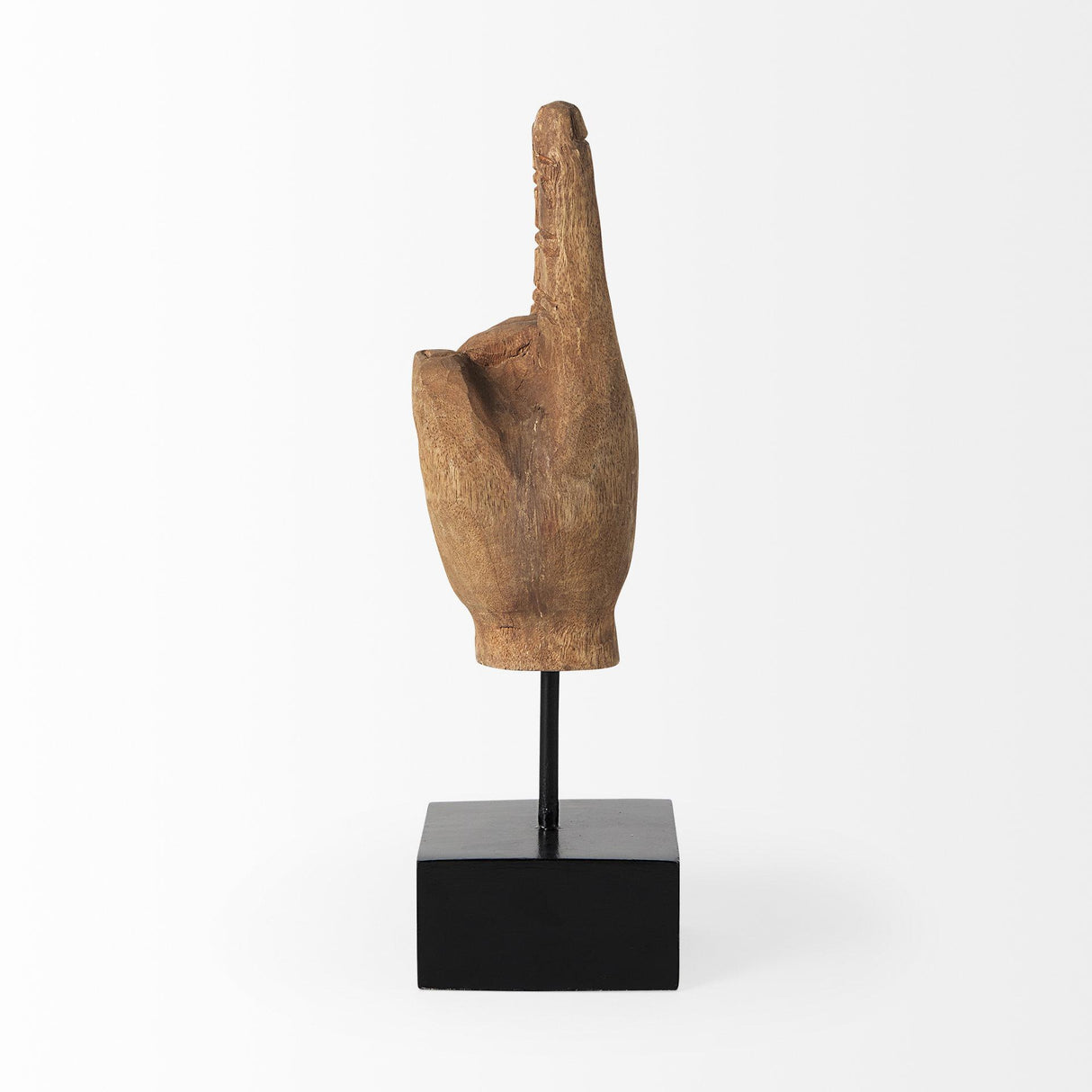 Mercana Saxum 4L x 4W Natural Wooden Carved Hang Loose Hand