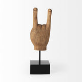 Mercana Saxum 4L x 4W Natural Wooden Carved Hang Loose Hand