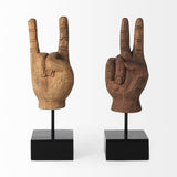 Mercana Saxum 4L x 4W Natural Wooden Carved Hang Loose Hand