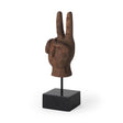 Mercana Pacem 4L x 4W Natural Wooden Carved Peace Sign Hand