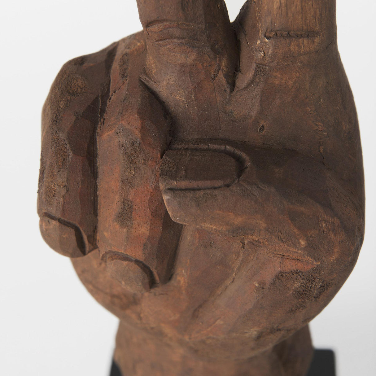Mercana Pacem 4L x 4W Natural Wooden Carved Peace Sign Hand