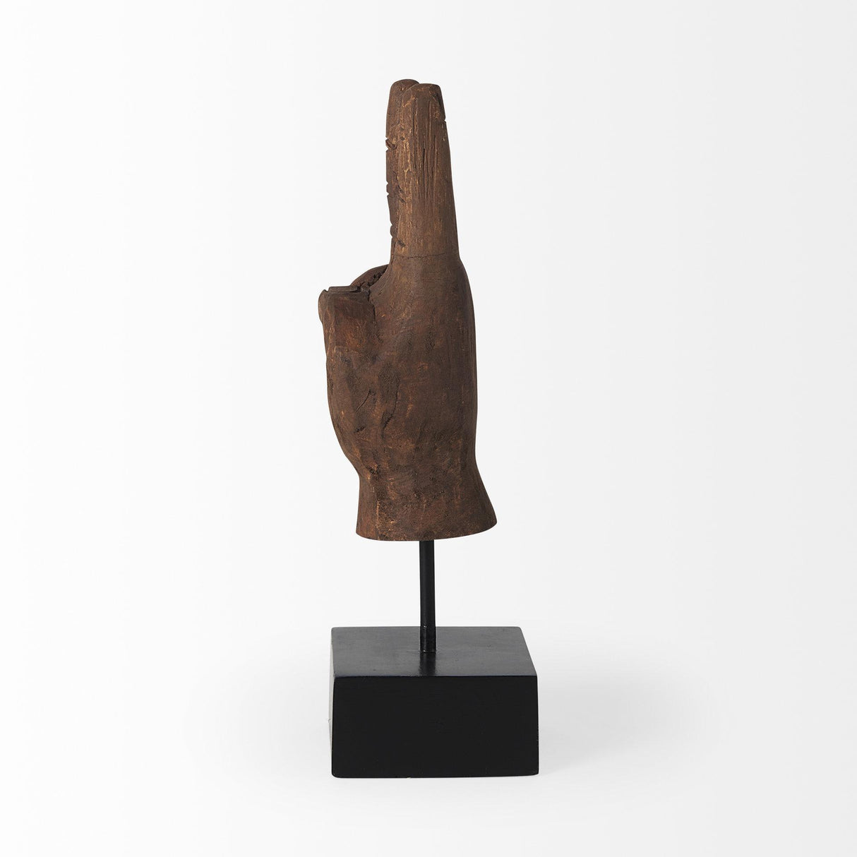 Mercana Pacem 4L x 4W Natural Wooden Carved Peace Sign Hand