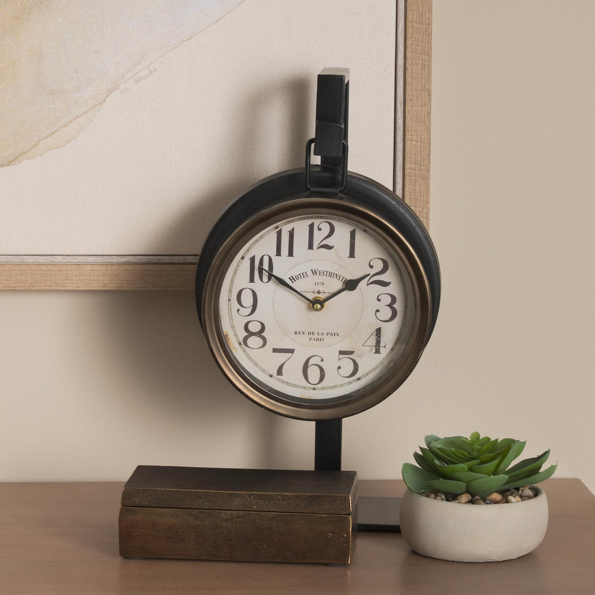 Mercana Taxz Metallic Brown Metal Hanging Table Clock
