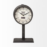 Mercana Attalack II Black Metal Round Face Table Clock
