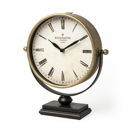 Mercana Houston Gold Metal Half Moon Base Table Clock